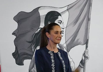 Claudia Sheinbaum durante la conferencia de prensa en Palacio Nacional, en Ciudad de México.