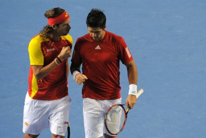 Feliciano y Verdasco, durante el partido