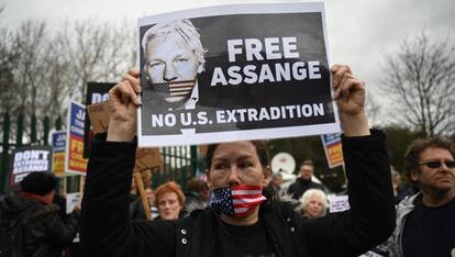 Protesta en apoyo a Julian Assange el pasado 28 de febrero Londres.