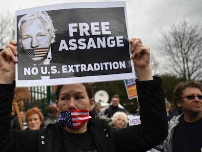 Protesta en apoyo a Julian Assange la semana pasada Londres. 