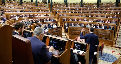 Pedro Sánchez, durante su intervención en una sesión de control al Gobierno en el Congreso de los Diputados.