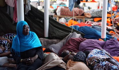 A Sudanese woman aboard the rescue ship.