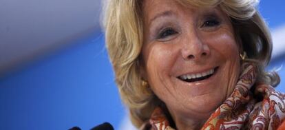 La presidenta del PP de Madrid, Esperanza Aguirre, tras la reunión del comité regional popular el pasado día 9.