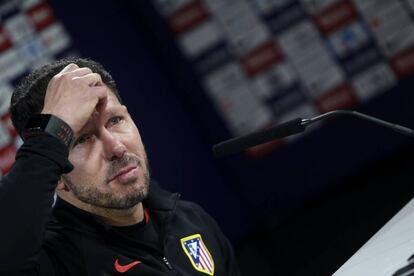 Simeone, durante la rueda de prensa.