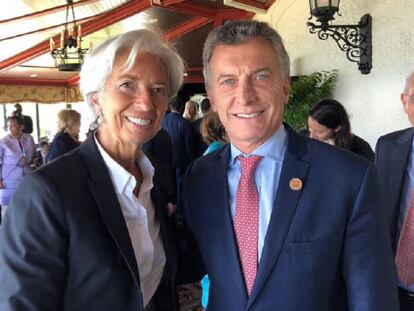 Christine Lagarde y Mauricio Macri durante la cumbre del G7, realizada en Canada en 2018.