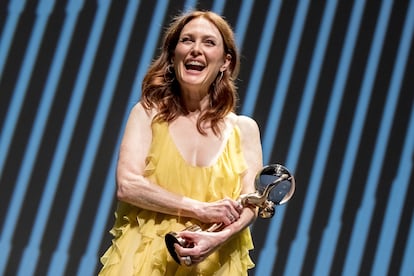 La actriz Julianne Moore en el Festival de Cine Karlovy Vary, en República Checa en 2019.