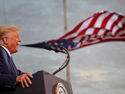El presidente de los Estados Unidos, Donald Trump, durante un mitin en Jacksonville (Florida), en septiembre.