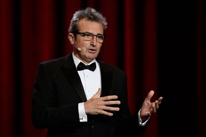 El presidente de la Academia del Cine, Mariano Barroso, durante su intervención en los Goya 2019