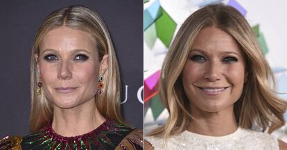 Gwyneth Paltrow hace tres meses y, a la derecha, el pasado domingo.