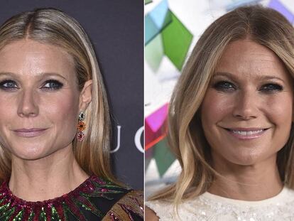 Gwyneth Paltrow hace tres meses y, a la derecha, el pasado domingo.