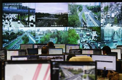 Sala de control de movilidad del Ayuntamiento de Madrid.