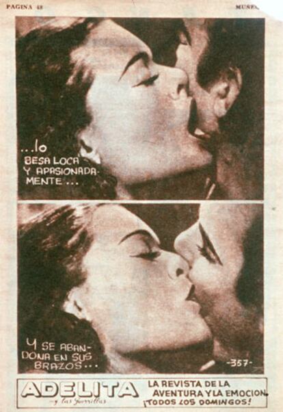 Viñetas de <i>Tango</i>, fotohistorieta de José G. Cruz, en <i>Muñequita</i> (1952).