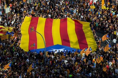 Manifestación por la independencia de Cataluña con motivo de la fiesta de la Diada, el lunes en Barcelona.