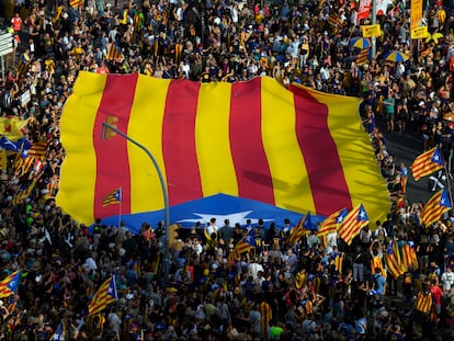 Manifestación por la independencia de Cataluña con motivo de la fiesta de la Diada, el lunes en Barcelona.