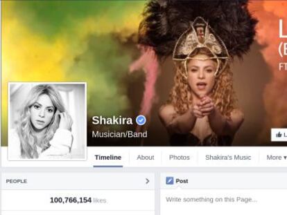 Perfil de Shakira en Facebook.