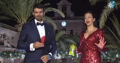 Enrique Sánchez and Ana Ruiz during the ill-fated broadcast from Almería.