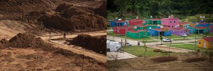 A la derecha, imagen de la reconstrucci&oacute;n del poblado de La Pintada.