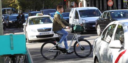 Bicicleta urbana en Madrid.