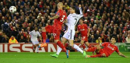 Cristiano Ronaldo, en un partido de Champions contra el Liverpool.