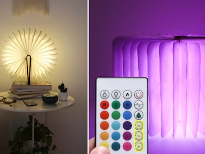 Descubre la lámpara en forma de libro con temporizador y 16 colores de luz más original para el hogar.