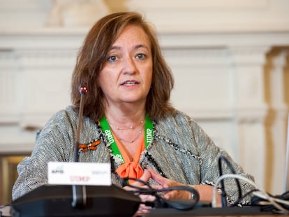 Cristina Herrero, presidenta de la Airef, en el curso de economía de la Universidad Internacional Menéndez Pelayo, este martes en Santander.