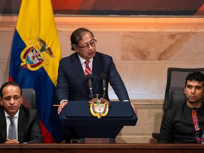 El presidente Gustavo Petro en el Congreso, en Bogotá, el 20 de julio de 2023.