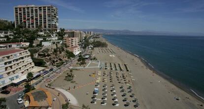 Vista de la playa de La Carihuela, en Torremolinos (Málaga)