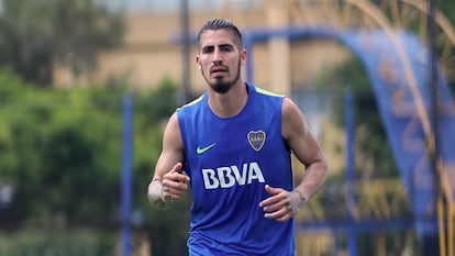 Óscar Junior Benítez entrena para el Boca Juniors en el Complejo Pedro Pompilio, en una fotografía de archivo.