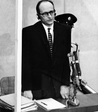 Adolf Eichmann, ante el tribunal, el 11 de abril de 1961.