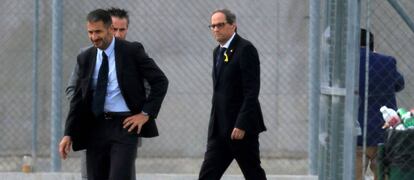 El president català, Quim Torra, a la seva arribada a la presó d'Estremera.