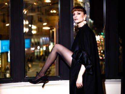 Najwa Nimri con la Gran Vía a sus pies la noche del estreno de 'Quién te cantará'.