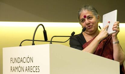 Vadana Shiva, durante su comparecencia en el Encuentro Internacional de Pol&iacute;ticas de Desarrollo Views. 