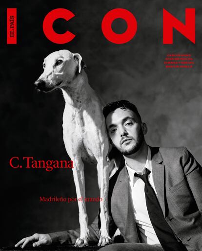 La segunda portada de ICON de enero de 2021 muestra a C. Tangana vestido de Prada.