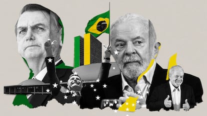 Una ilustración con los dos candidatos presidenciales de Brasil: Jair Bolsonaro y Lula da Silva.