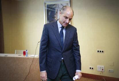 El expresidente de la Generalitat Francisco Camps en su &uacute;ltima comparecencia p&uacute;blica.
