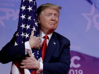 El presidente de EE UU, Donald Trump, durante la Conferencia de Acción Política Conservadora en Maryland, el pasado 2 de marzo. 