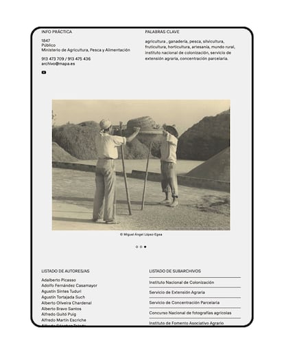 Bild mit Informationen aus dem Archiv des Ministeriums für Landwirtschaft, Fischerei und Ernährung auf dem virtuellen Fotoportal.