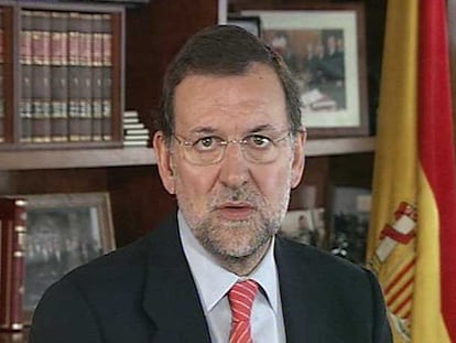 Mariano Rajoy, durante el discurso que su partido ofreció en vídeo con motivo de la Fiesta Nacional.