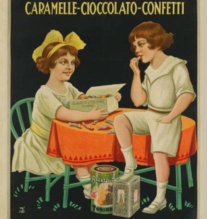Un anuncio italiano de niños comiendo peladillas