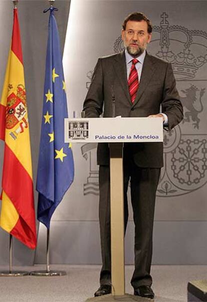 Mariano Rajoy, durante su comparecencia.