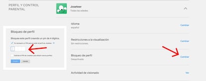 Gestionar perfil de Netflix en la web.