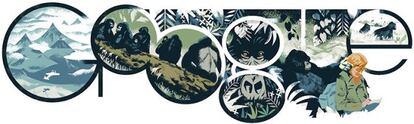 Doodle dedicado a Dian Fossey, una bi&oacute;loga que dedico buena parte de su vida al estudio de los gorilas.