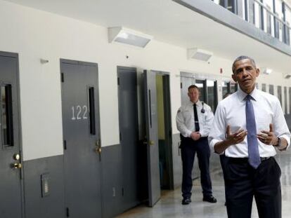 Barack Obama na prisão de El Reno, Oklahoma.