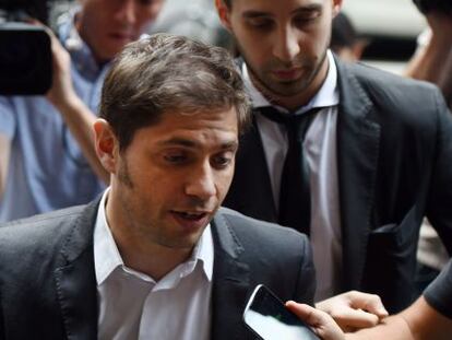 El ministro de Econom&iacute;a de Argentina, Axel Kicillof, llega a las oficinas del mediador Daniel Pollack, el martes por la tarde en Manhattan.
 