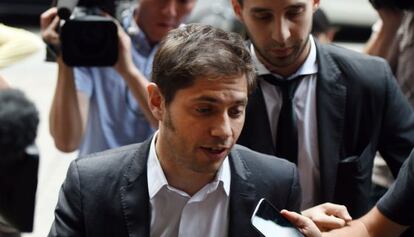 El ministro de Econom&iacute;a de Argentina, Axel Kicillof, llega a las oficinas del mediador Daniel Pollack, el martes por la tarde en Manhattan.
 