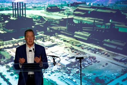 El presidente de Ford, Bill Ford, en su intervención de este lunes en Dearborn (Michigan).