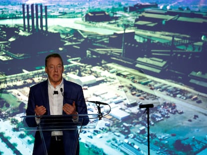 El presidente de Ford, Bill Ford, en su intervención de este lunes en Dearborn (Michigan).