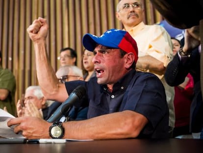 Henrique Capriles, esta quarta-feira en Caracas.