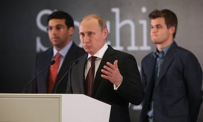 Vladímir Putin, durante la clausura del Mundial de ajedrez Carlsen-Anand en Sochi (Rusia), el 25 de noviembre de 2014.