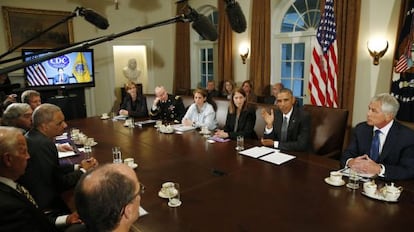 Reuni&oacute;n del Gabinete de Barack Obama que se ocupa del &eacute;bola. 